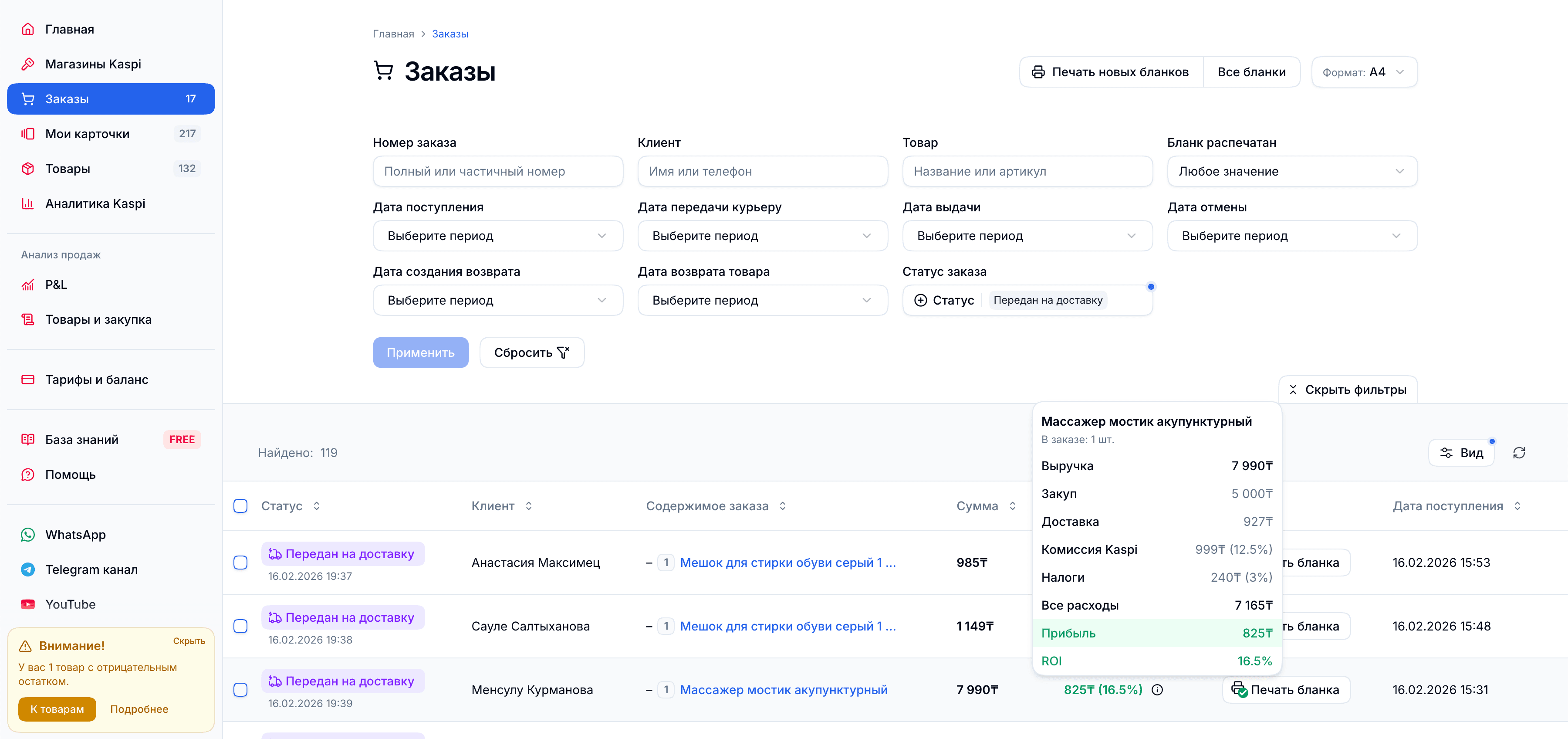 Дашборд SELLPRO